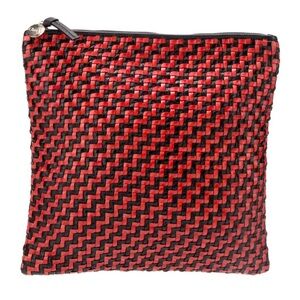Clare V Red and Black Woven Clutch